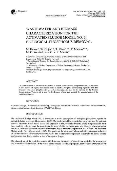 (PDF) Wastewater characterization .